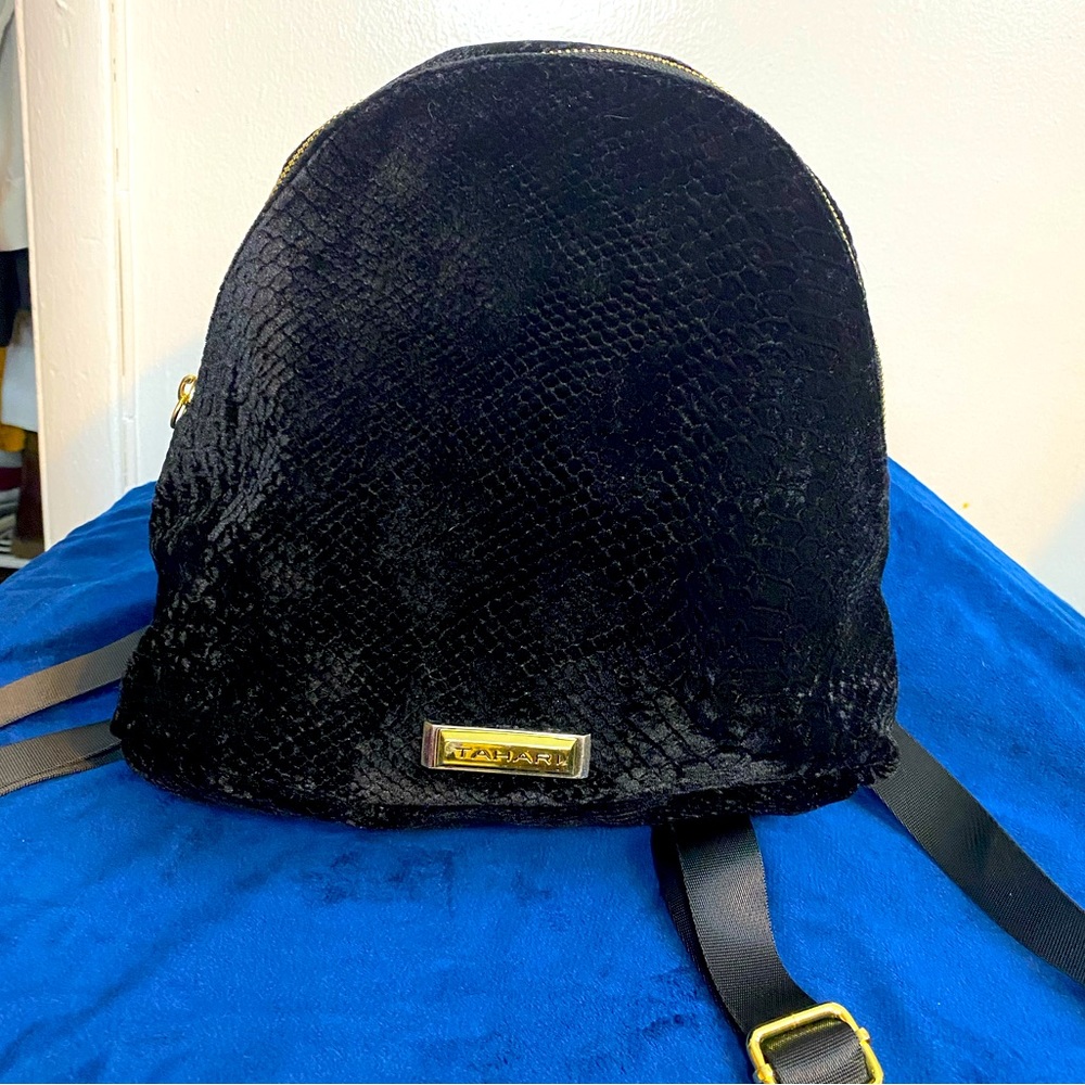 Elie Tahari black suede mini backpack